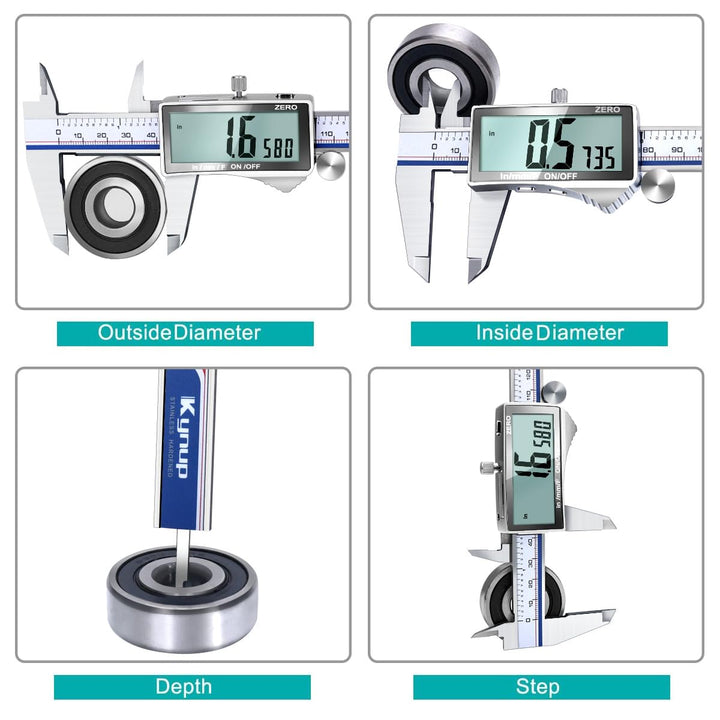 Kynup Digitaler Messschieber mit LCD-Bildschirm, 150mm Digitale Schieblehre Edelstahl, Spritzwasserg