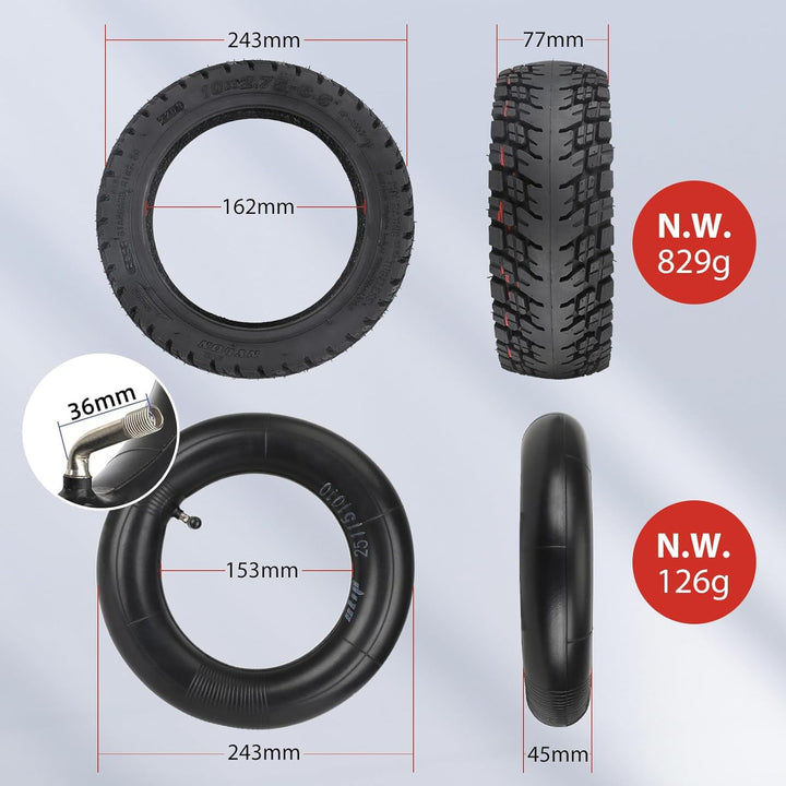 HPGAACD 10x2.75-6.5 Off-Road Vakuumreifen，10 Zoll Elektroroller Umrüstung Reifen für Speedway 5/Dual