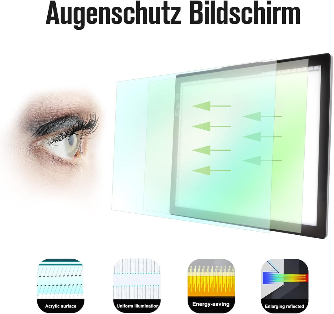 Wiederaufladbar A4 Leuchttisch mit clip,batteriebetrieben Led Licht Pad 6 Helligkeitsstufen Leuchtta