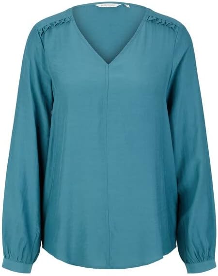 TOM TAILOR Damen Bluse mit V-Ausschnitt, 13222 - Pastel Teal