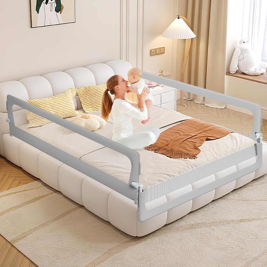 2X Bettgitter 150 X 68 cm Bettschutzgitter Schnellklapp Kinderbettgitter für Kinder,Rausfallschutz B