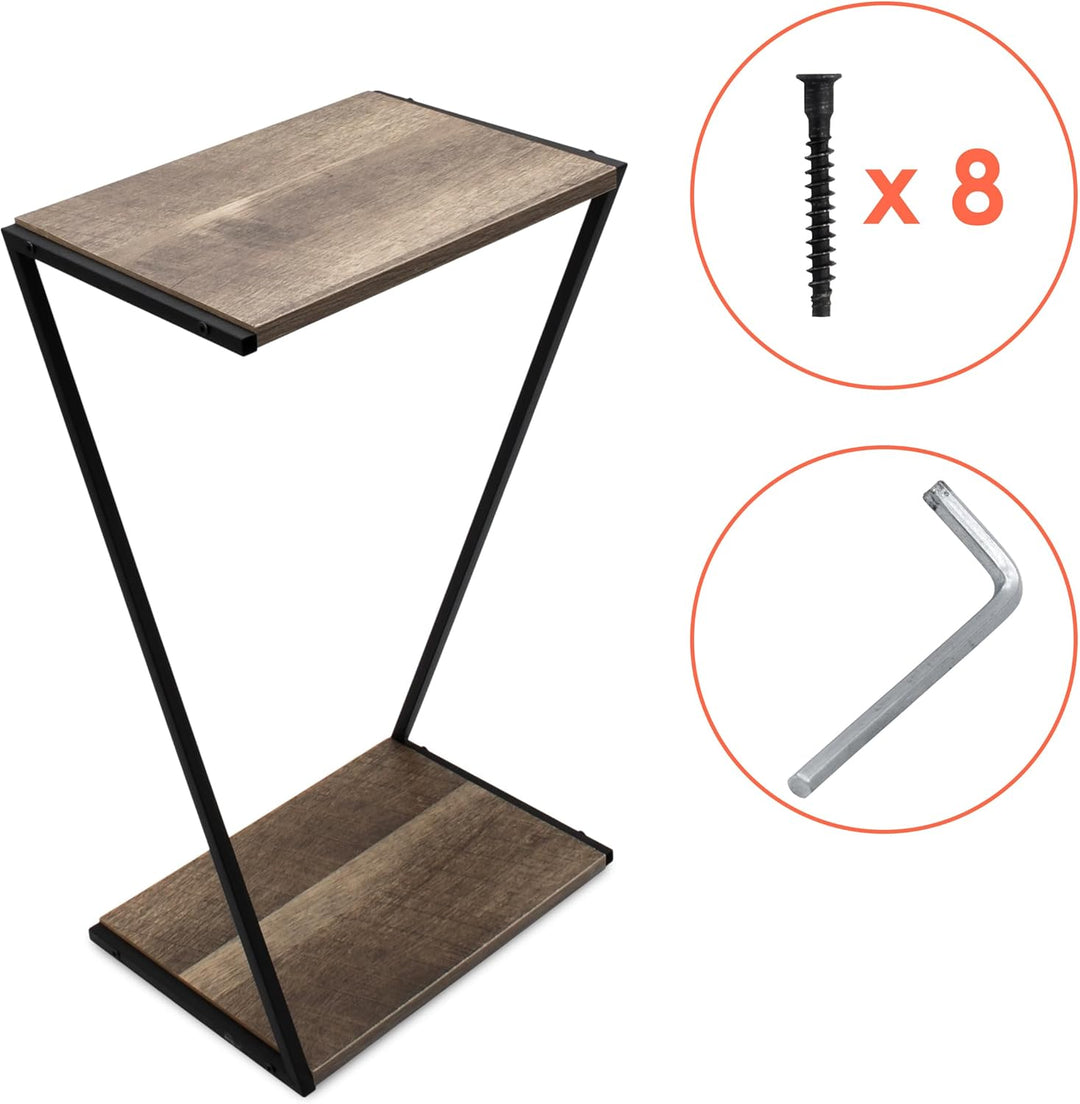 Spetebo Holz Pflanzenständer mit Metall Gestell - 50 x 29 cm - Tisch klein zum Zustellen und Dekorie