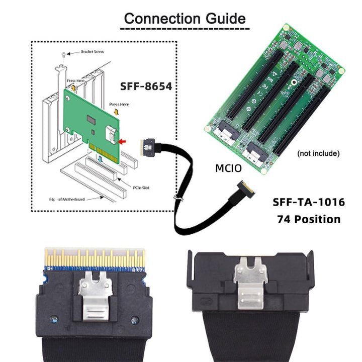 xiwai MCIO SFF-8654 SAS 4.0 74Pin Stecker auf PCI-E Slimline 8i 74Pin Stecker PCI-E 5.0 Mini Cool Ed