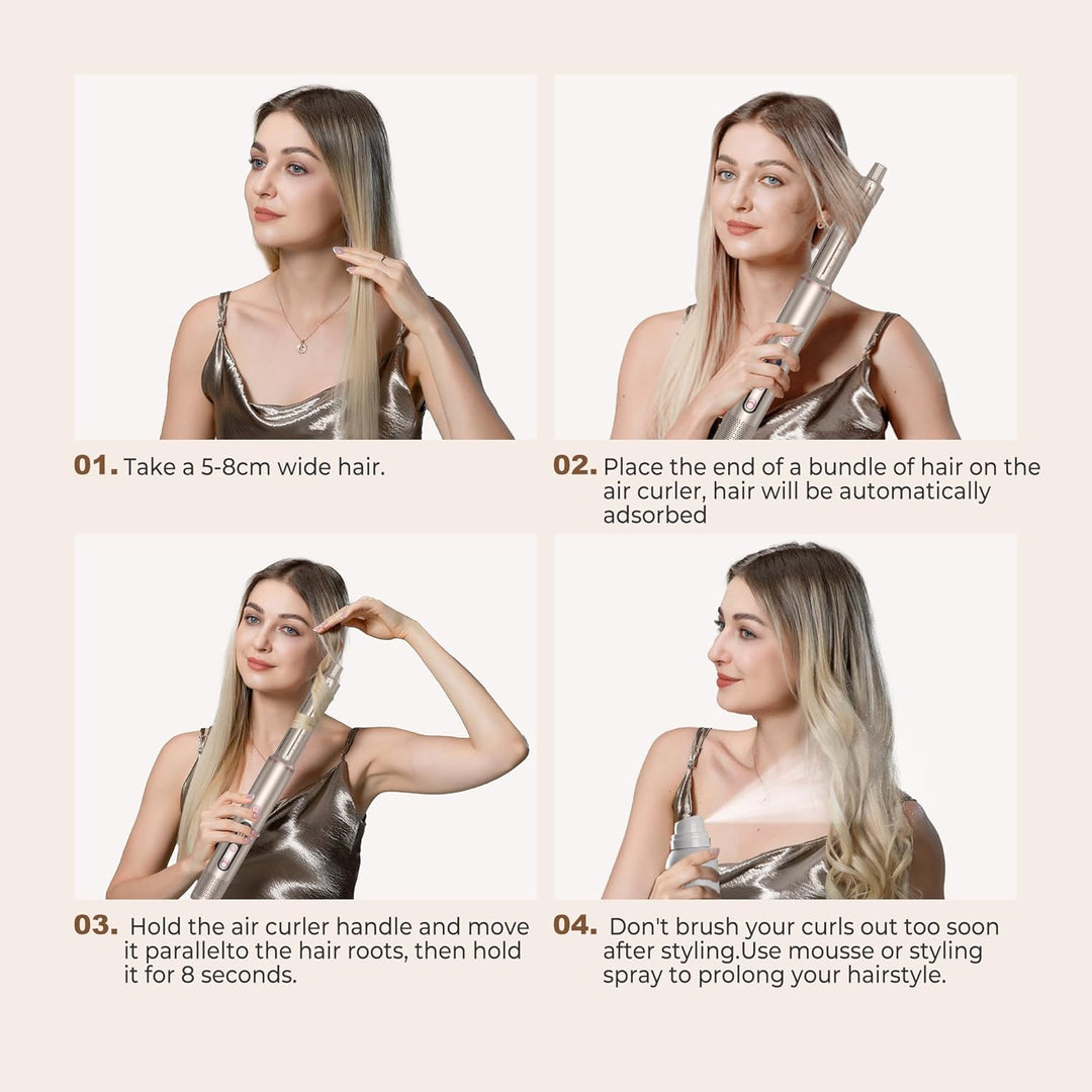 Hairstyler Pro UKLISS Haartrockner 6 IN 1, 1400w Ionen Professioneller Haarstyler, Kälteluftknopf,LC