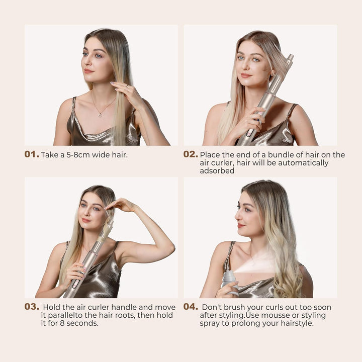 Hairstyler Pro UKLISS Haartrockner 6 IN 1, 1400w Ionen Professioneller Haarstyler, Kälteluftknopf,LC