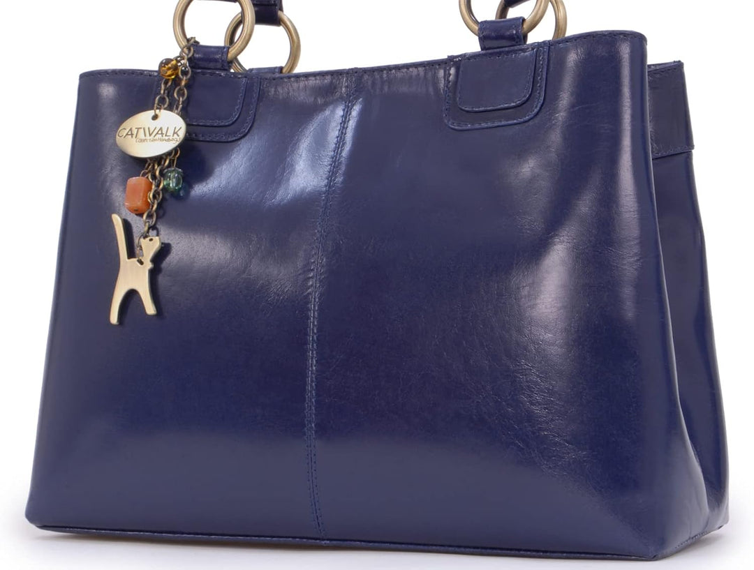 Catwalk Collection Handbags - Damen Leder Schultertasche - Handtasche Mittelgross - Tote Bag - Arbei