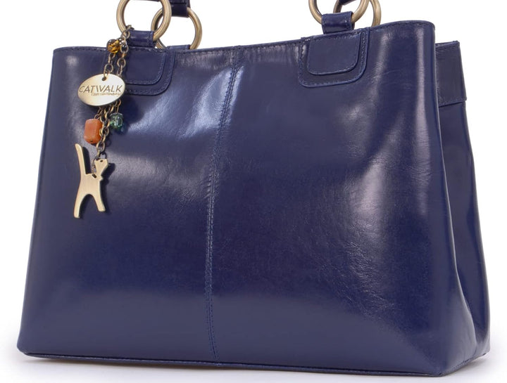 Catwalk Collection Handbags - Damen Leder Schultertasche - Handtasche Mittelgross - Tote Bag - Arbei