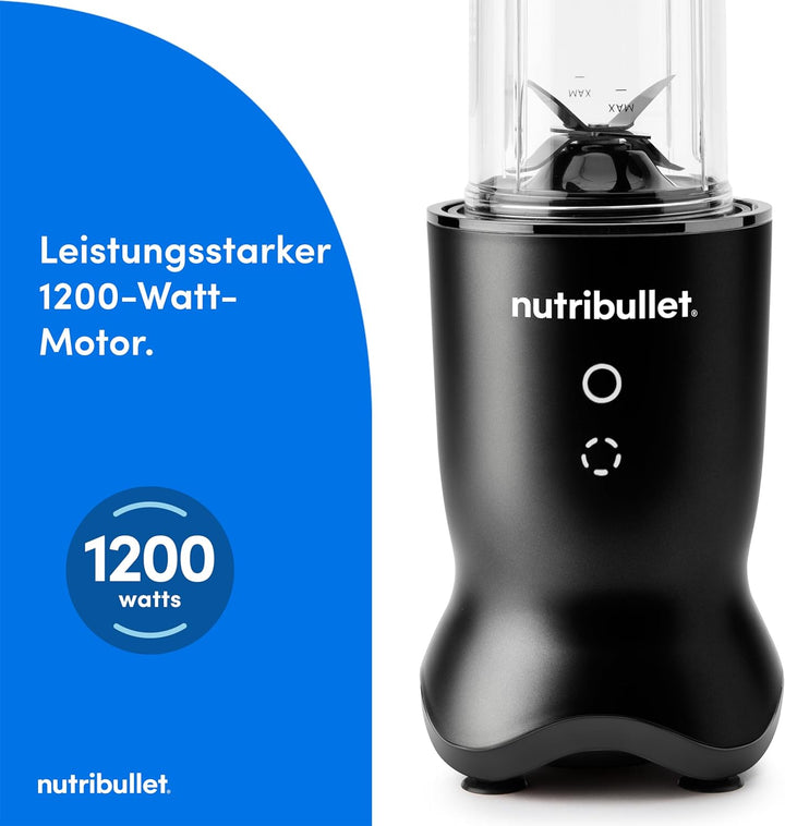 nutribullet Ultra NB1206MB, Mixer mit Tritanbehälter, Edelstahl-Mahlklingen, Elektrischer Smoothie-M