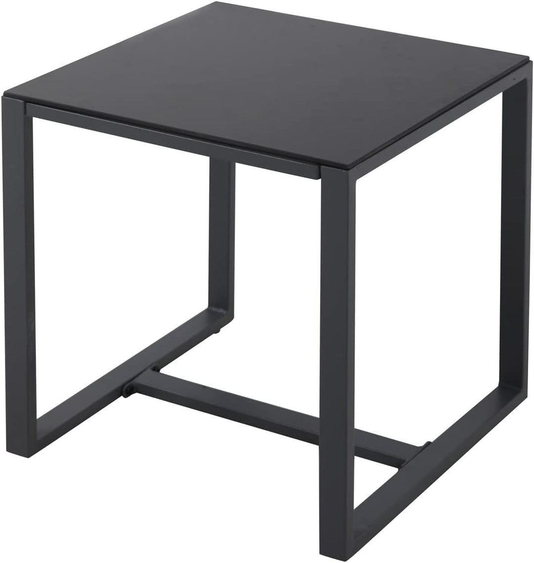 SVITA LOIS L Poly Rattan Sitzgruppe Gartenmöbel Metall-Garnitur Balkonmöbel Tisch Sessel (Schwarz)