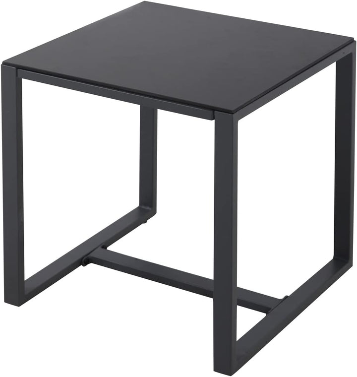 SVITA LOIS L Poly Rattan Sitzgruppe Gartenmöbel Metall-Garnitur Balkonmöbel Tisch Sessel (Schwarz)