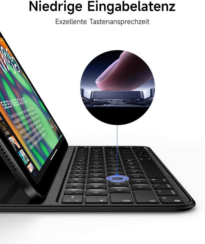 HOU Slim Bluetooth Tastatur Hülle für iPad 11. Gen 2025 (A16) & 10. Gen 2022 – Tastatur per iPad Auf