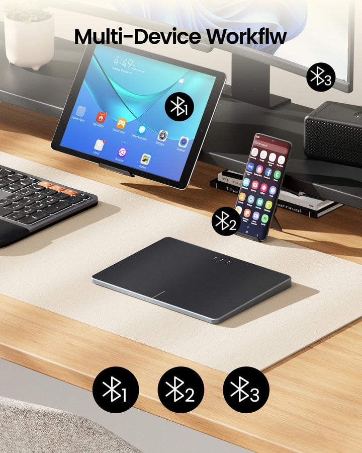ProtoArc T1 Plus Kabelloses Bluetooth Trackpad für Windows 10/11, Schwarz