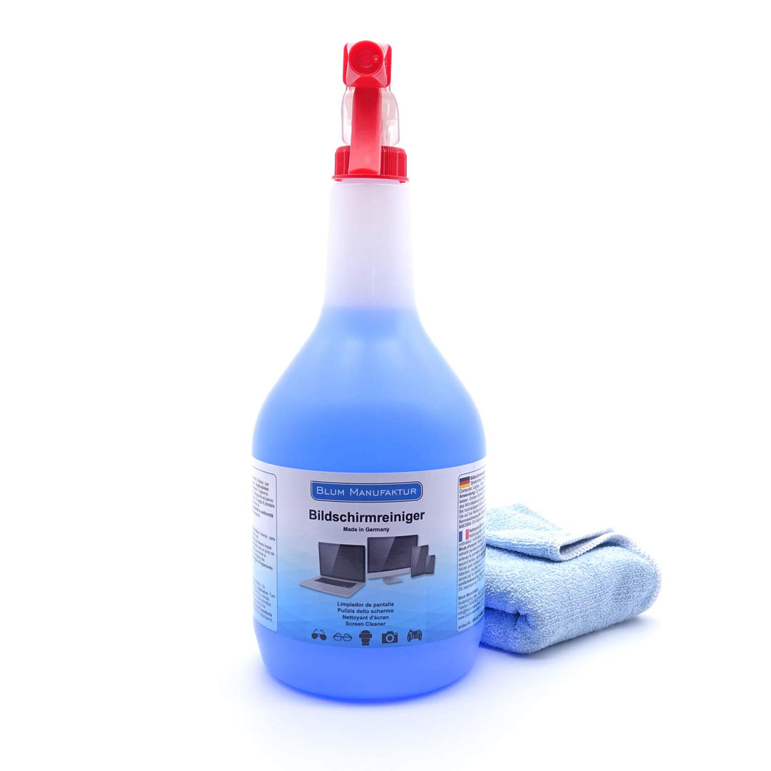 Blum - 1000ml Bildschirmreiniger Displayreiniger + Mikrofasertuch 30x30 cm - Absolut streifenfreie R