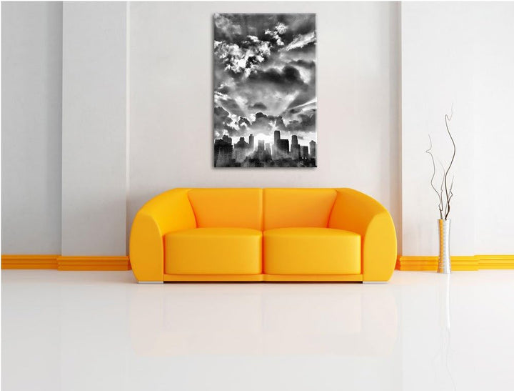 Pixxprint Chicago Skyline im Sonnenaufgang als Leinwandbild/Grösse: 100x70 / Wandbild/Kunstdruck/fer