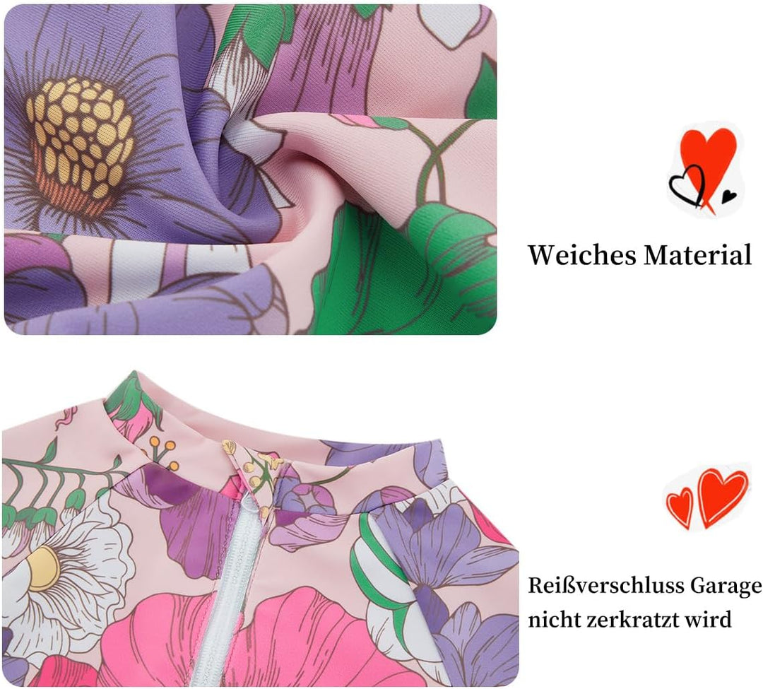 UMELOK Baby Badebekleidung Mädchen Badeanzug mit Sonnenhut UV Schutz 3-6 Monate Helle Blume, 3-6 Mon