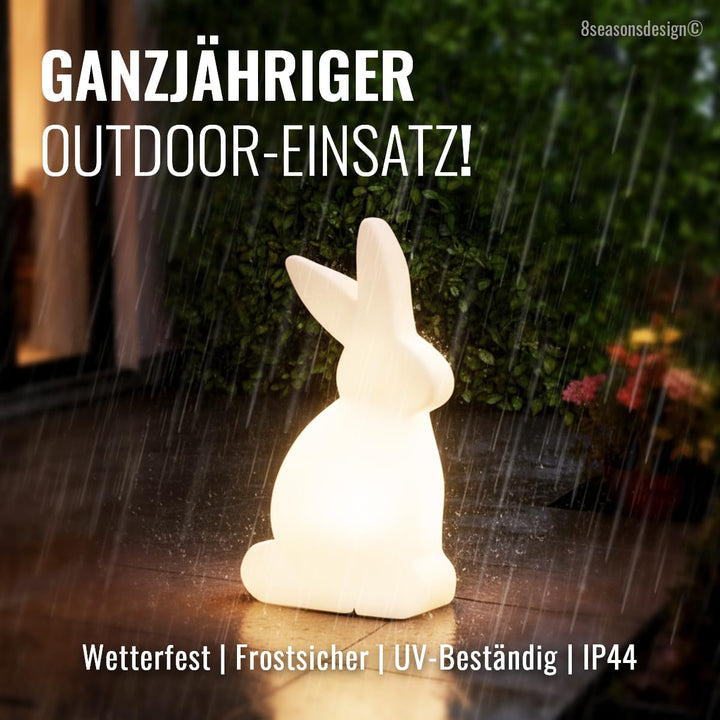 8 seasons design| LED Aussenleuchte Hase Solar Shining Rabbit (50 cm gross, warmweiss, Dämmerungssen
