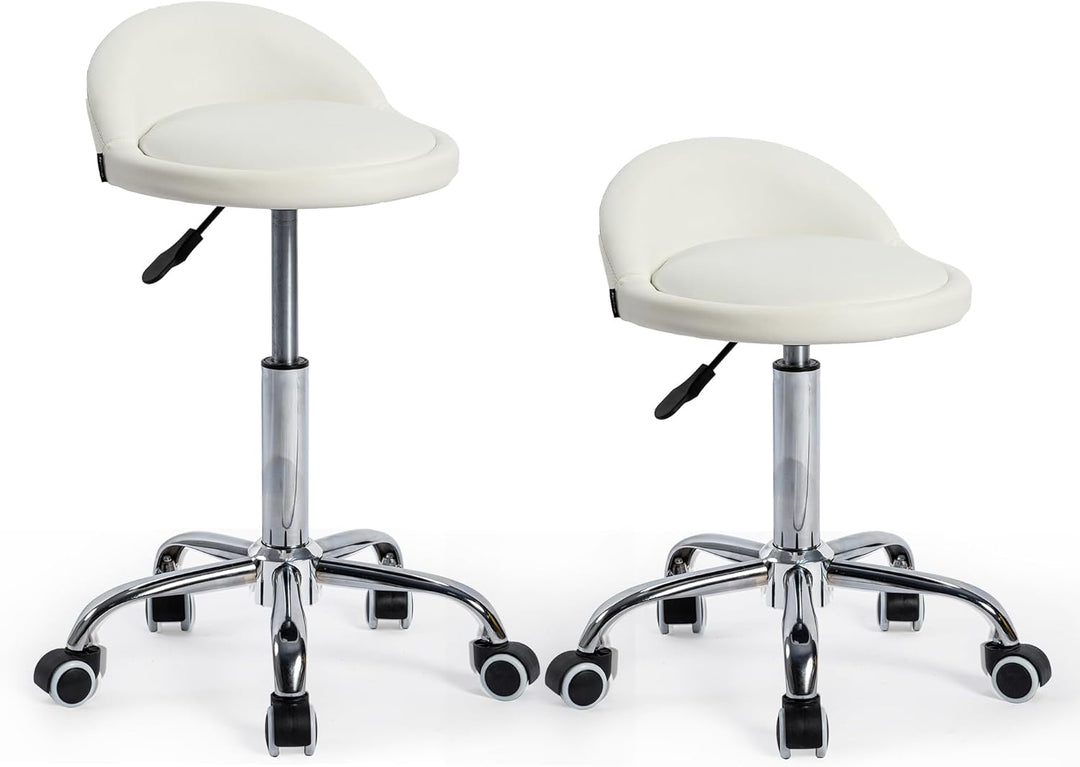 Mingone Bürohocker Höhenverstellbar 2 Stück Rollhocker mit Lehne Drehhocker mit Rollen Arbeitshocker