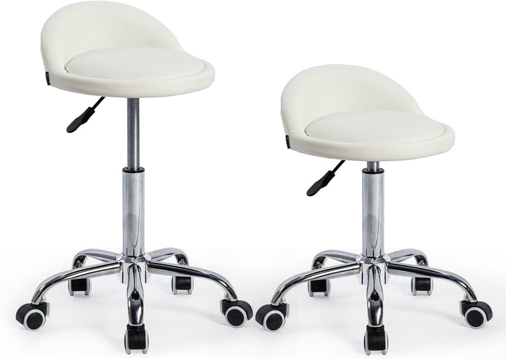 Mingone Bürohocker Höhenverstellbar 2 Stück Rollhocker mit Lehne Drehhocker mit Rollen Arbeitshocker