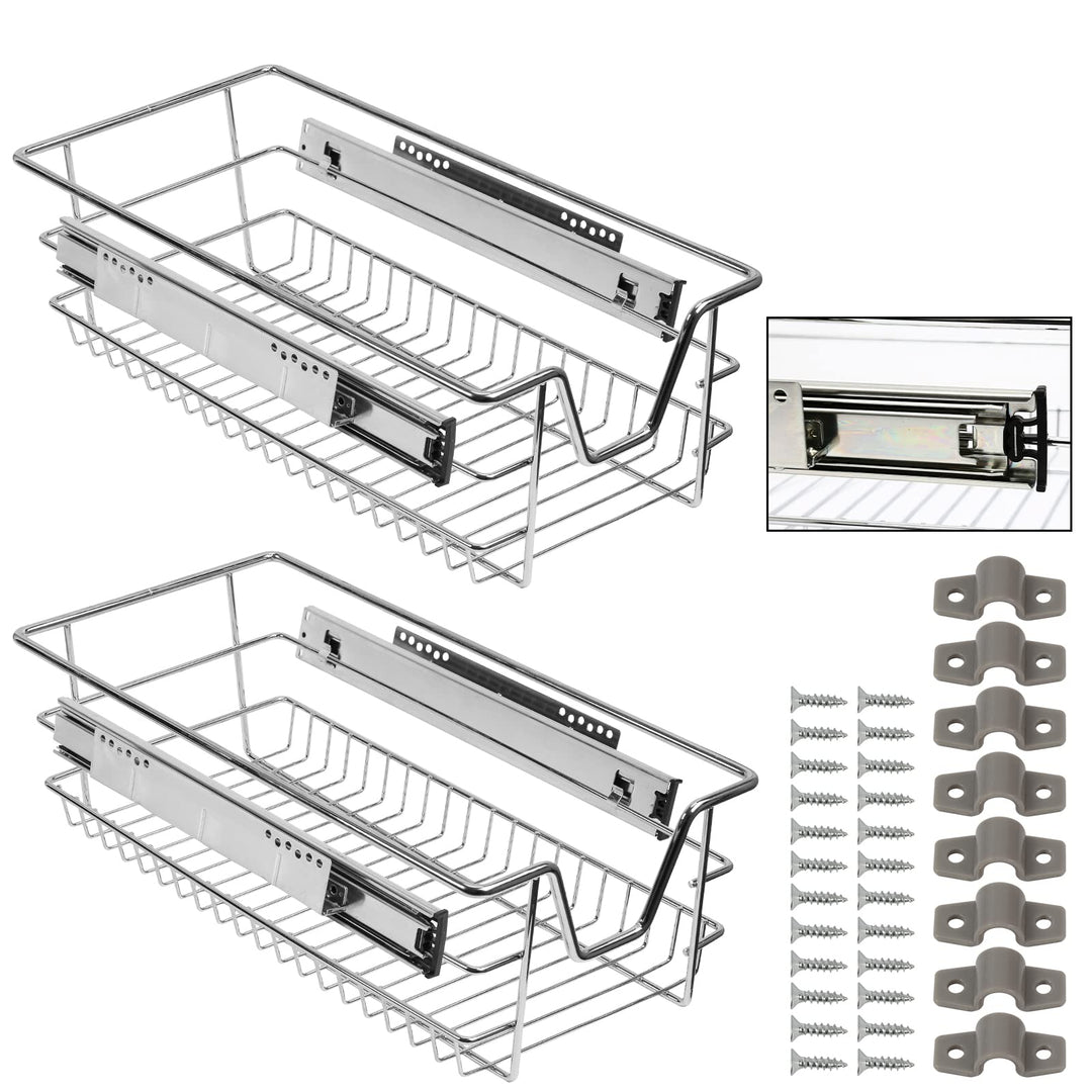 Vigevee 2x 30cm Teleskopschublade Küchenschublade, Teleskop Küchen Regal Schublade Hohe Qualität, Au