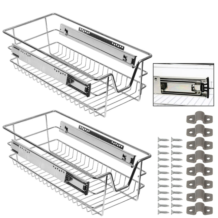Vigevee 2x 30cm Teleskopschublade Küchenschublade, Teleskop Küchen Regal Schublade Hohe Qualität, Au