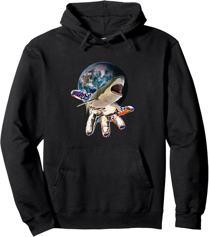 Weisser Hai Motiv Haie Raubfisch Rückenflosse Zähne Hai Pullover Hoodie