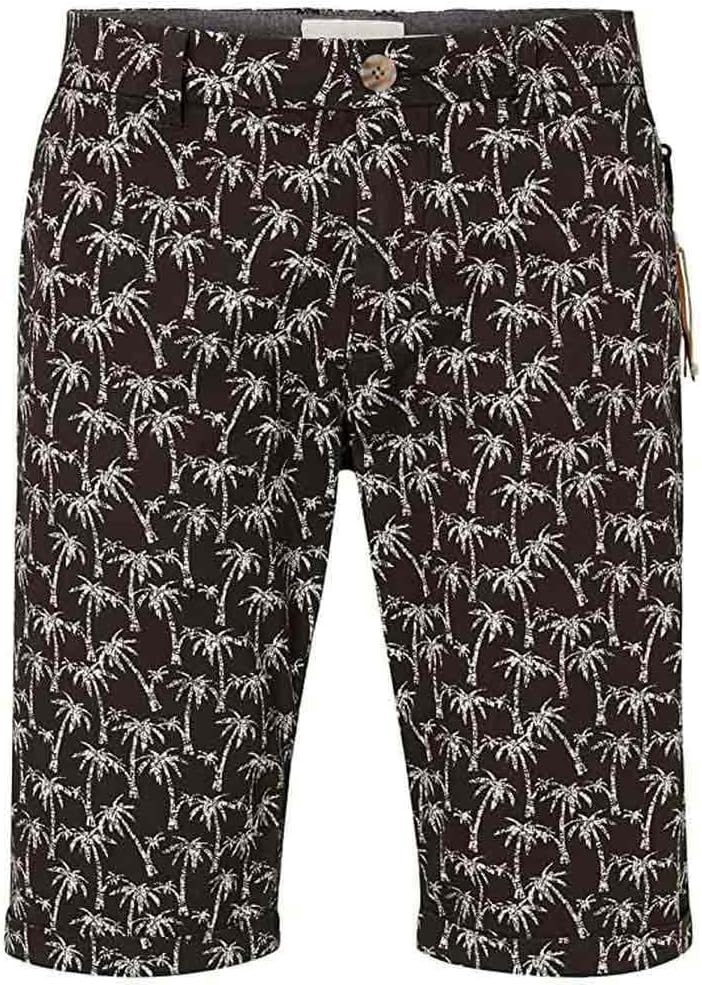 TOM TAILOR Herren Regular Slim Chino Bermuda Shorts 33 29706 - Black Big Palm Design, 33 29706 - Bla