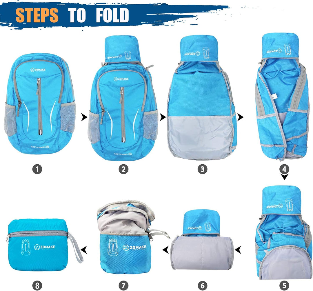 ZOMAKE Ultraleicht Faltbarer Rucksack - Packbare Backpacks 25L,Kleiner Faltbar Rucksäcke Wanderrucks
