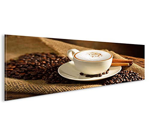 islandburner Bild Bilder auf Leinwand Cappuccino Kaffee Kaffebohnen Gemütlich Panorama XXL Poster Le