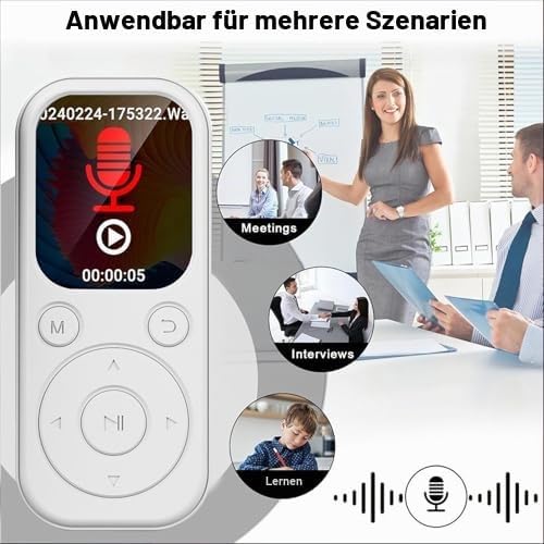 MP3 Player mit Bluetooth 5.4 &amp; HiFi Lautsprecher, 2,01 Bildschirm MP4 Player, Sprachaufzeichnung, 12