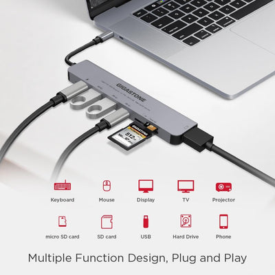 【USB C Splitter】 2-Pack Multiport Adapter für MacBook Pro Air, GIGASTONE 7 in 1 USB C Dongle hub mit