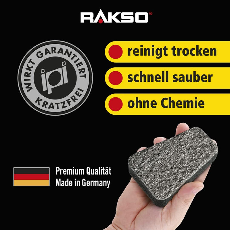 RAKSO Glas-Reiniger für Kamin-Scheiben Ofenglasreiniger Schwamm Kaminreiniger Kamin-Ofen und Kaminsc