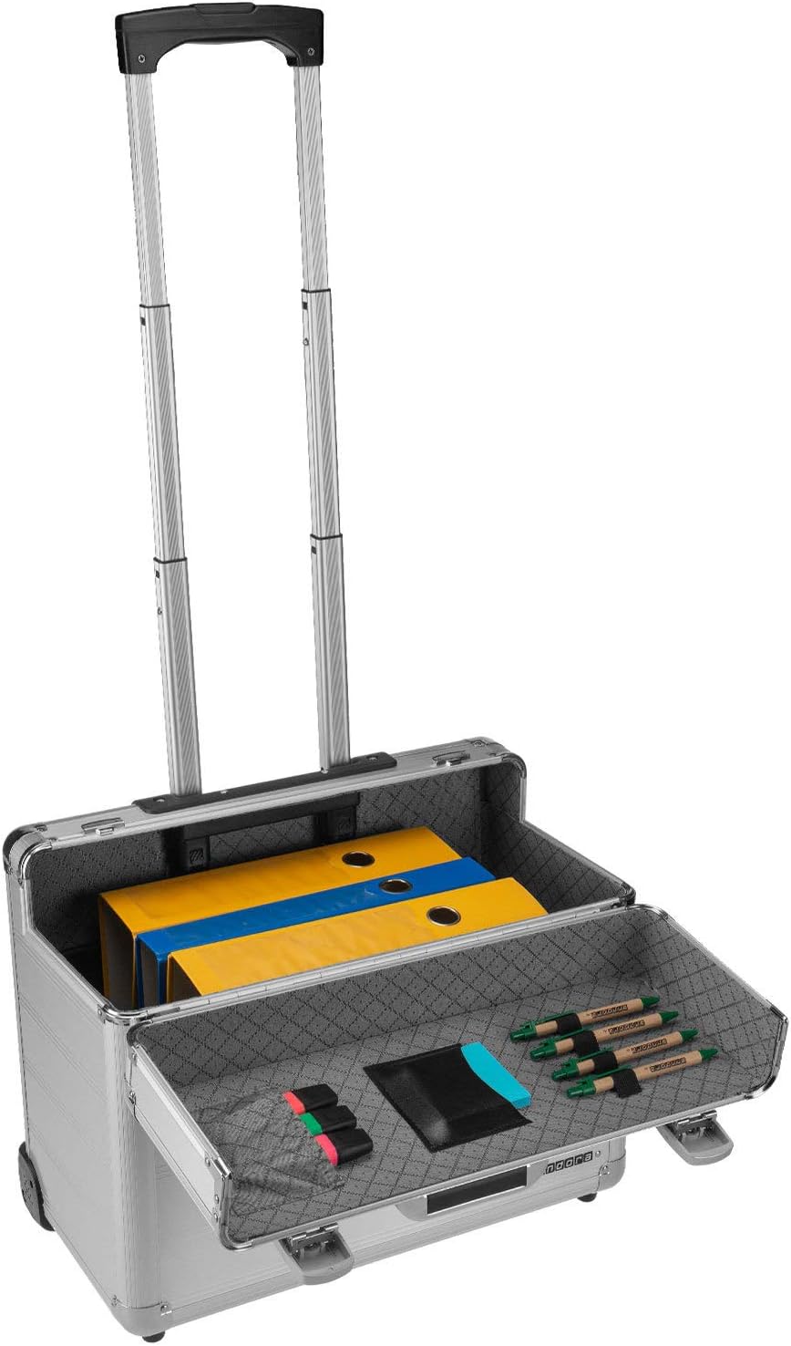 Business Trolley Pilotenkoffer Laptopfach TSA Schlösser Aluminium Oberfläche Silber, Silber