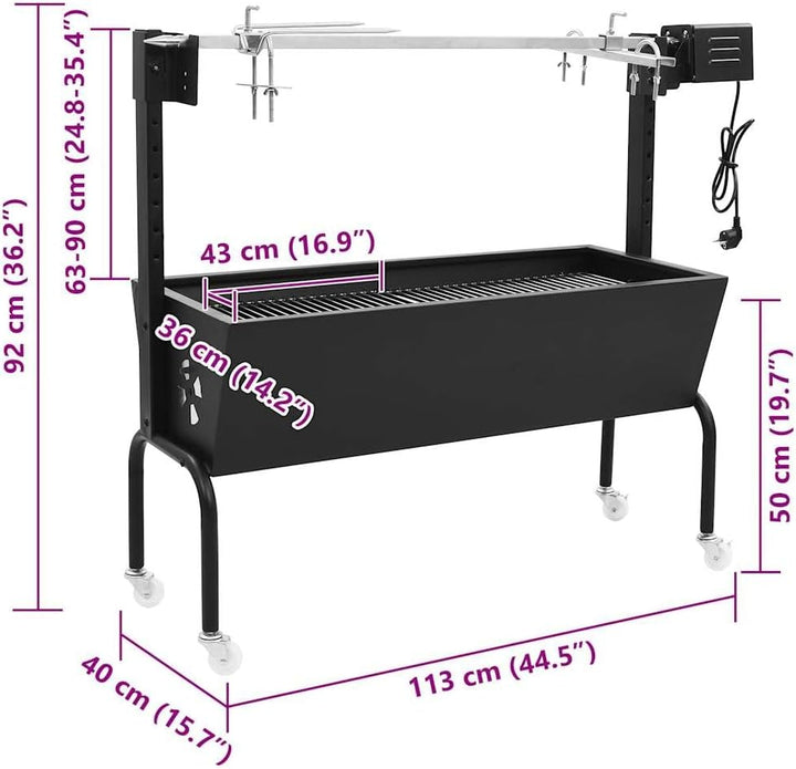 vidaXL BBQ Rotisserie Elektrisch Spanferkelgrill Lammgrill Grill Grillwagen Barbecue Smoker Grillspi