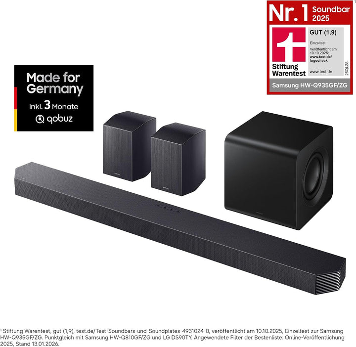 SAMSUNG HW-Q935GF Q-Series 9.1.4-Kanal-Soundbar für Fernseher, Kabelloser 6,5"-Subwoofer, 2.0.2-Kana
