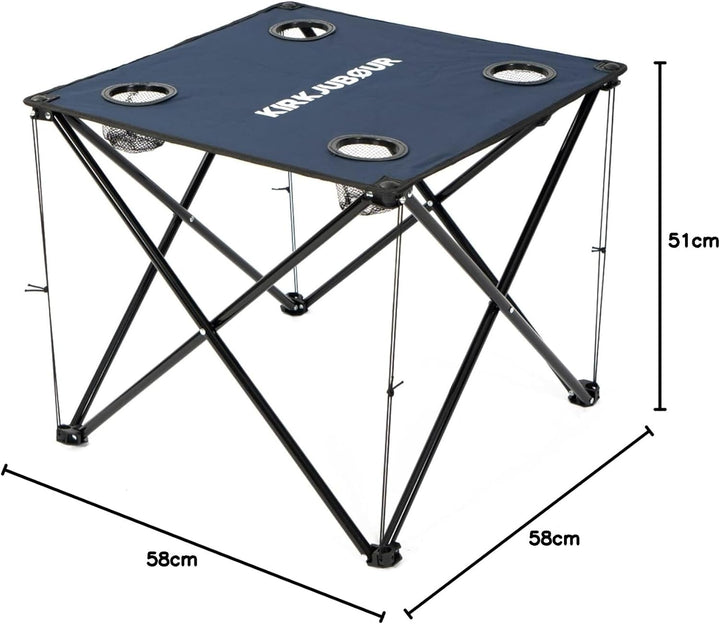 Kirkjubøur® Solkatt Faltbarer Campingtisch Klapptisch 58x58 x51 cm mit Getränkehalter für Picknick C