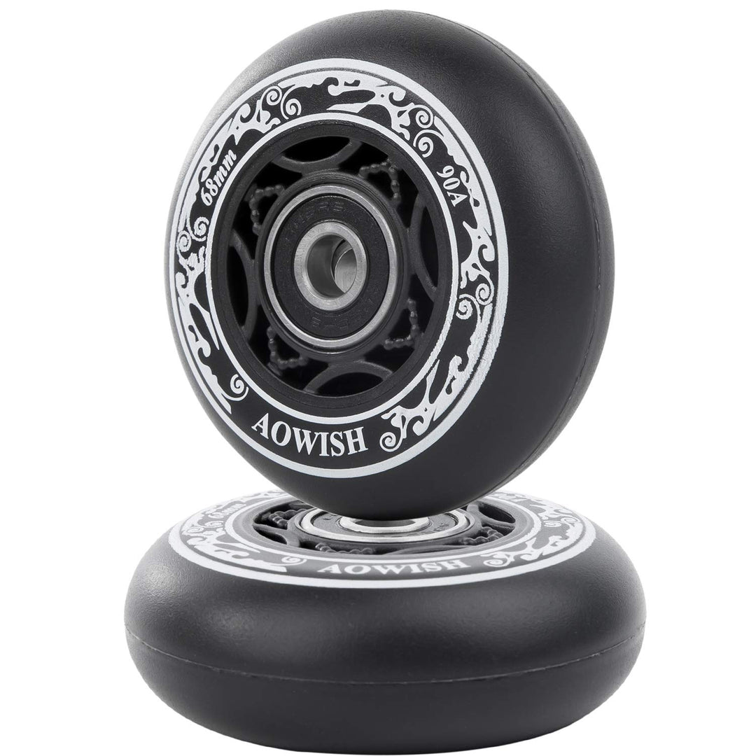 AOWISH Inline-Skate-Rollen 85A (8 Stück) Kinder Einsteiger Roller Ersatzrad Schwarz, schwarz