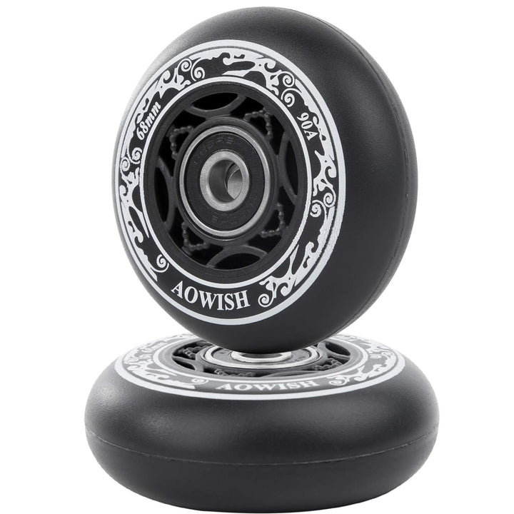 AOWISH Inline-Skate-Rollen 85A (8 Stück) Kinder Einsteiger Roller Ersatzrad Schwarz, schwarz