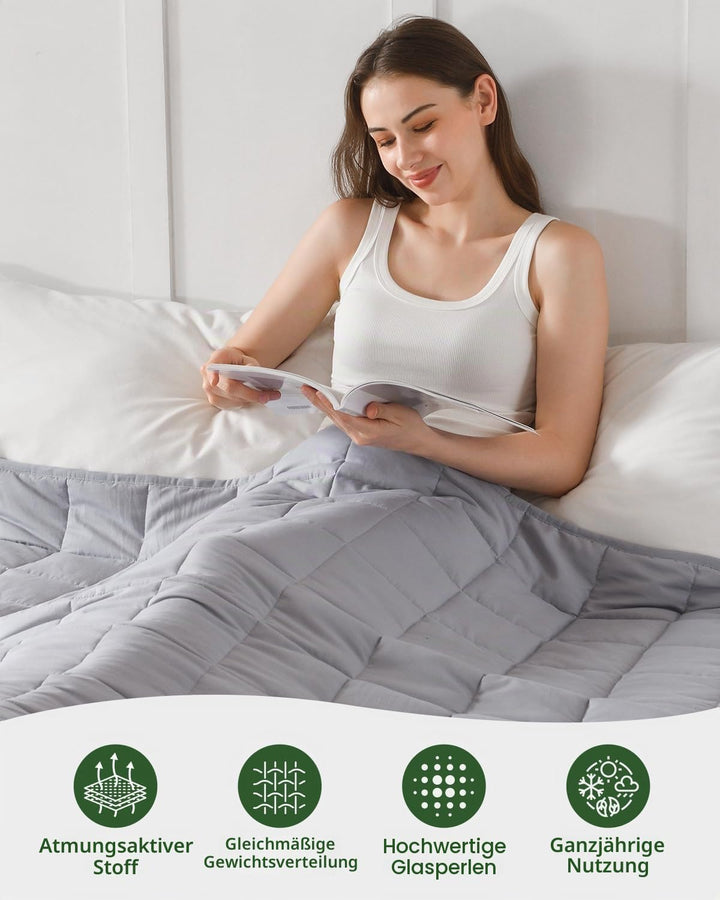 Sivio Gewichtsdecke für Erwachsene 5,5kg, Atmungsaktive Beschwerungsdecke, weiches Material mit Glas
