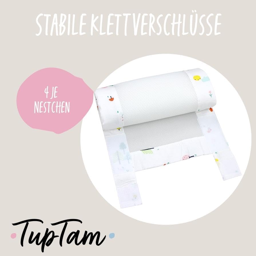 TupTam Gitterstäbe Schutz Netz Babybett Nestchen 3D Mesh 2 Pack, Farbe: Rentier, Grösse: ca. 128 x 3