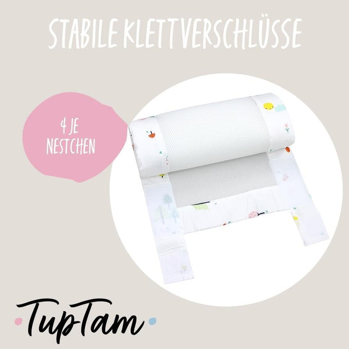 TupTam Gitterstäbe Schutz Netz Babybett Nestchen 3D Mesh 2 Pack, Farbe: Rentier, Grösse: ca. 128 x 3