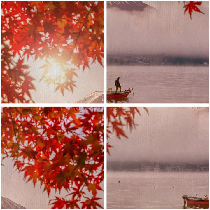 ARTTOR Bilder auf Leinwand 100x70cm Leinwandbild mit Rahmen Vulkan See Gross Wanddeko Bild Schlafzim