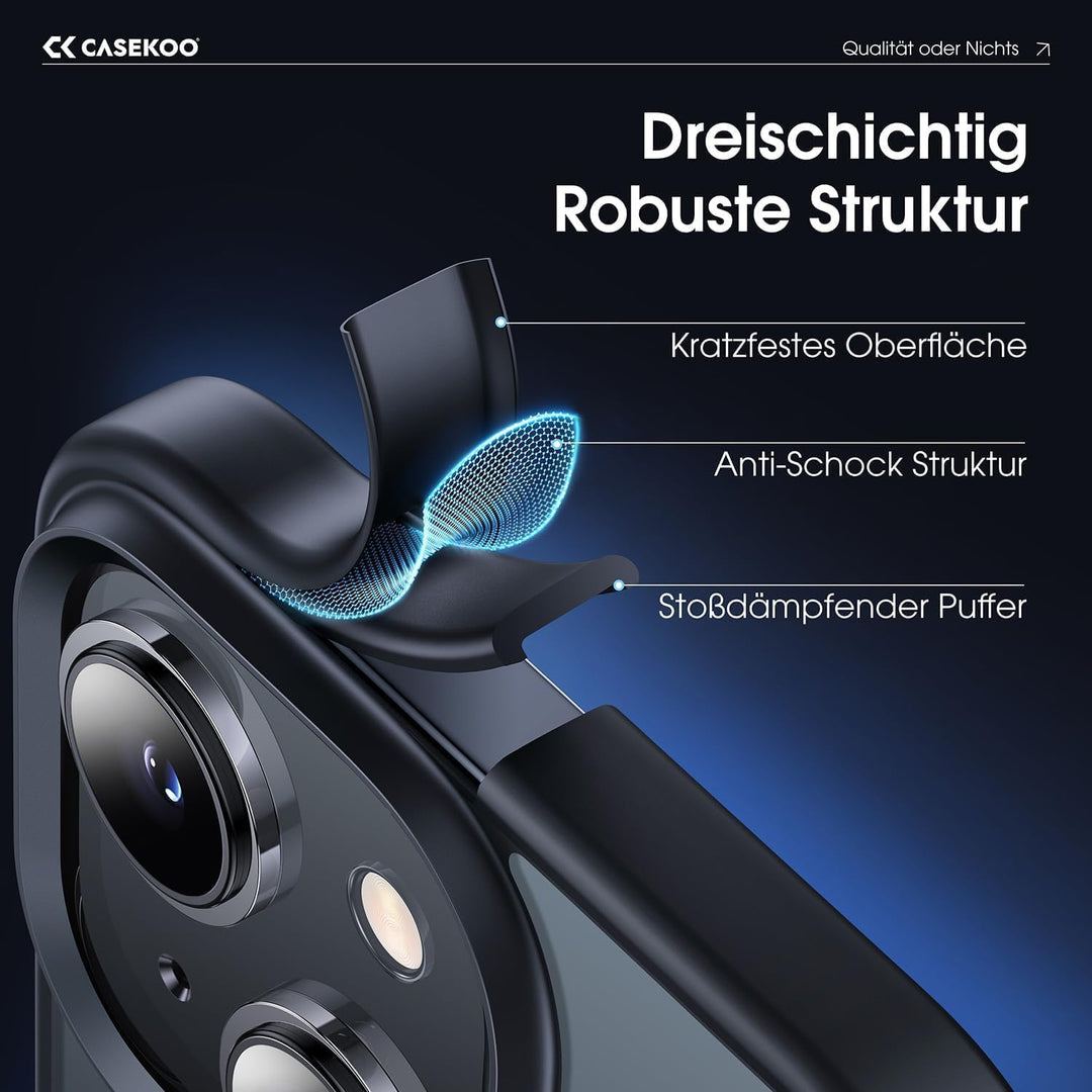 CASEKOO Matt Power für iPhone 15 Hülle [TOP Militärschutz] Stossfeste Kratzfeste Schutzhülle (Anti-F