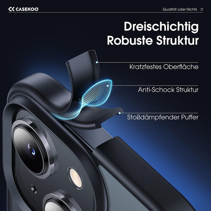 CASEKOO Matt Power für iPhone 15 Hülle [TOP Militärschutz] Stossfeste Kratzfeste Schutzhülle (Anti-F