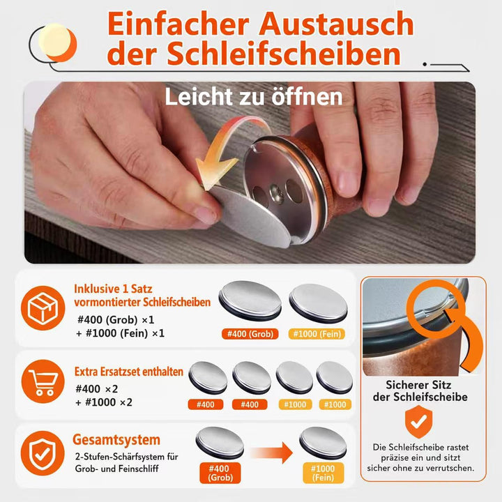 Manuelle Magnetischer Rollenschärfer Messerschärfer für Küchenmesser, Professioneller Messerschärfer