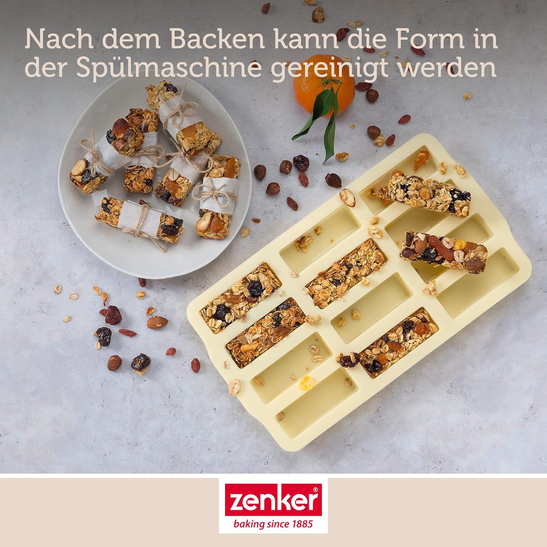 Zenker Müsliriegel Backform 2er-Set – Silikonform zum Backen von insgesamt 24 Riegel – Müsliform aus