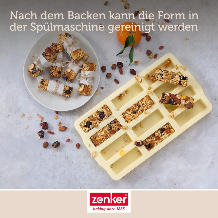 Zenker Müsliriegel Backform 2er-Set – Silikonform zum Backen von insgesamt 24 Riegel – Müsliform aus
