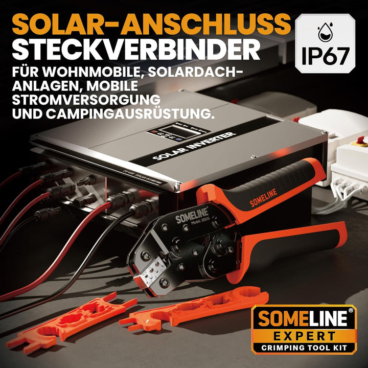Solarstecker Crimpzange Set, für 2,5mm²，4,0mm²，6,0 mm² Solar Kabel, 12 Stück Male Female Solarpanel