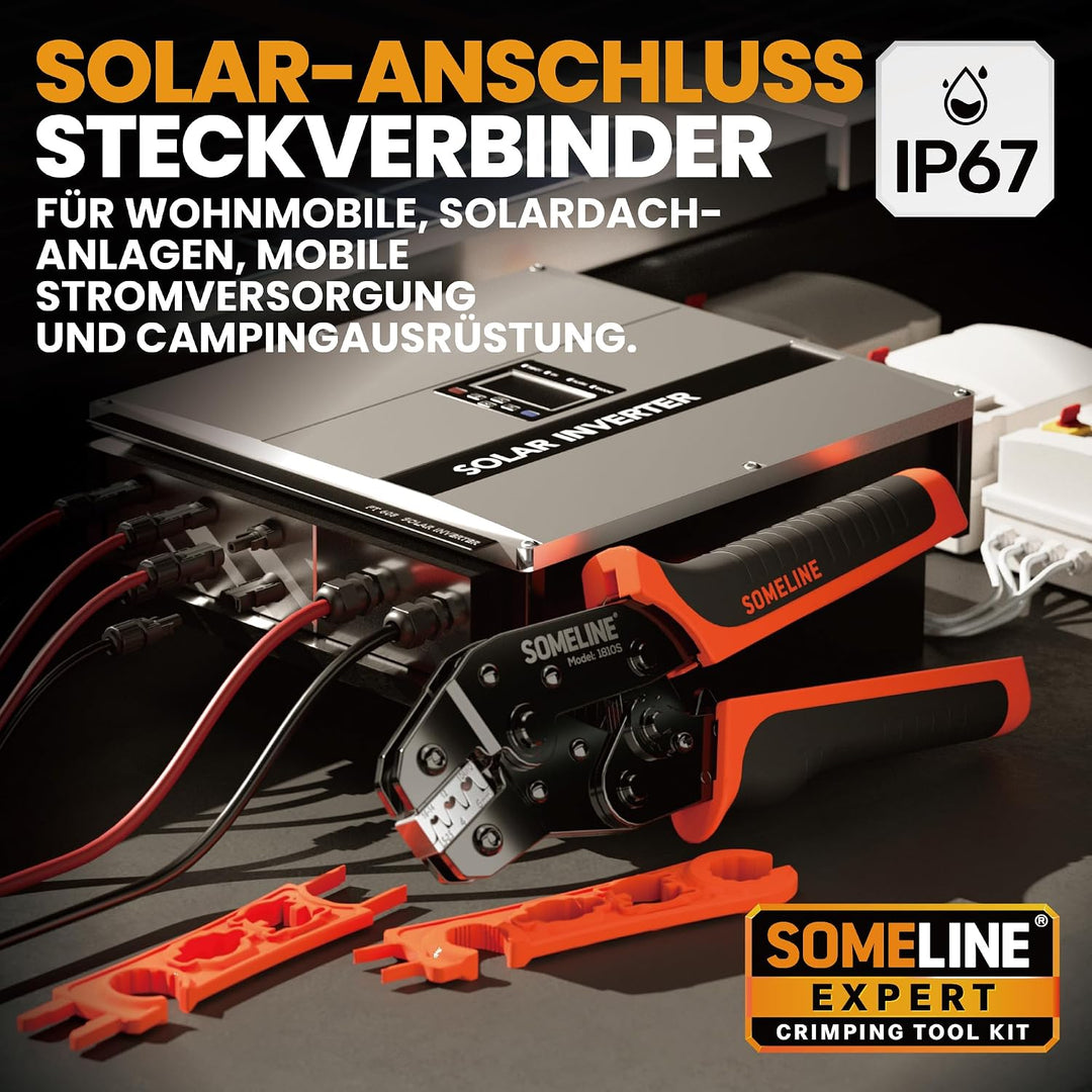 Solarstecker Crimpzange Set, für 2,5mm²，4,0mm²，6,0 mm² Solar Kabel, 12 Stück Male Female Solarpanel