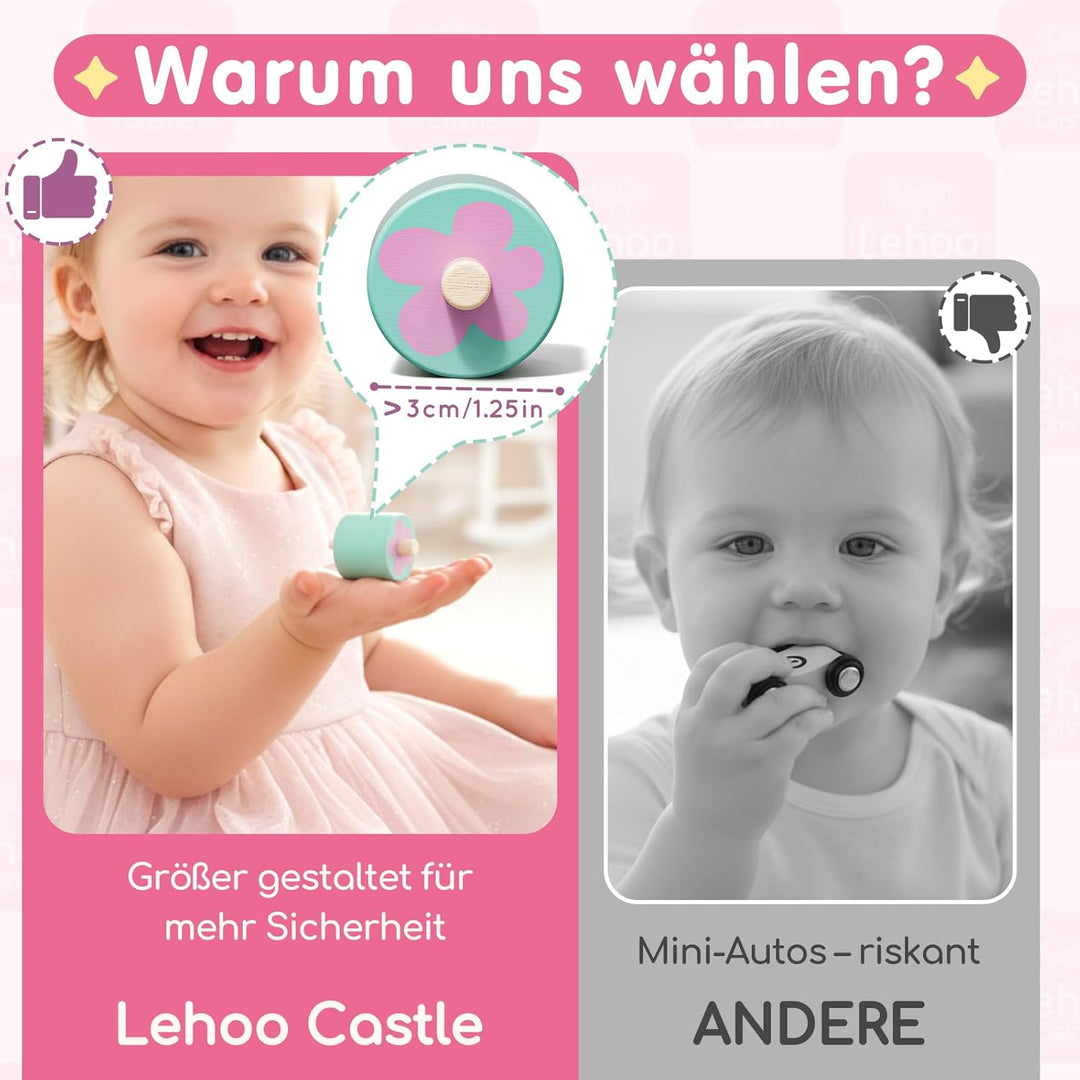 Lehoo Castle Kugelbahn Holz ab 1 Jahr, Einhorn Holz Kugelbahn, Montessori Spielzeug ab 1 Jahr, Holzs