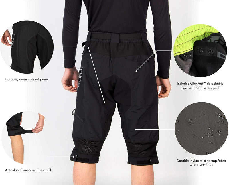 Endura Hummvee II 3/4 Lined Mens Mountain Bike Shorts M Schwarz, M Schwarz